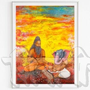 'VYASA AND GANESHA'
Acrylic on canvas
by Shivani Attri
90×118 cm/ 35×48 inch