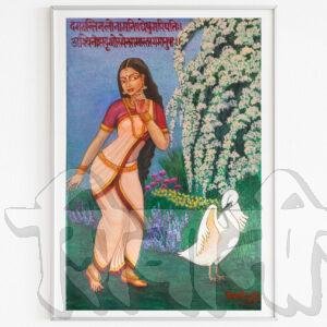 'DAMYANTI AND SWAN'
Acrylic on canvas
by Shivani Attri
60×40 cm/16×24 inch